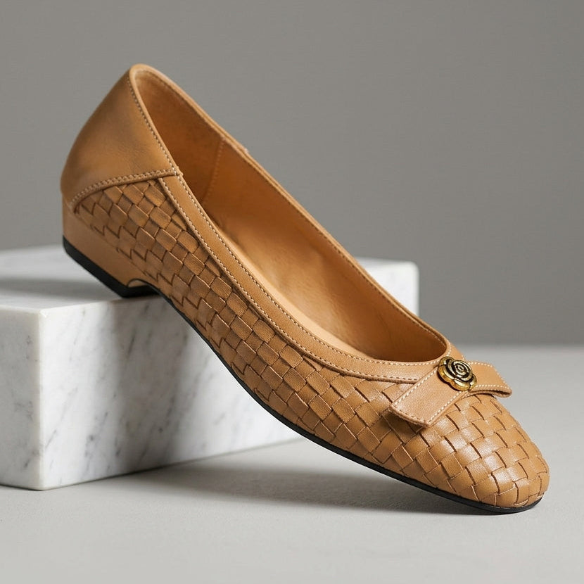 Brooke Handwoven Leather Flat