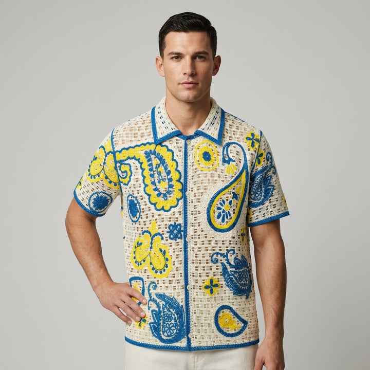 Brittany Crochet Embroidered Camp Shirt