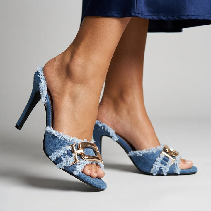 Hailey Frayed Horsebit Heel