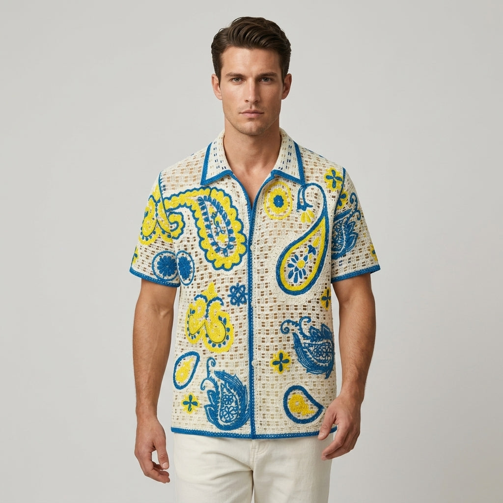 Brittany Crochet Embroidered Camp Shirt