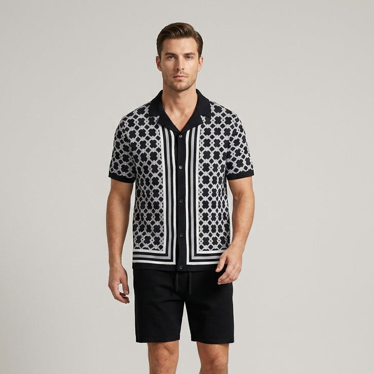 Summer Geometric Knit Two-Piece Set