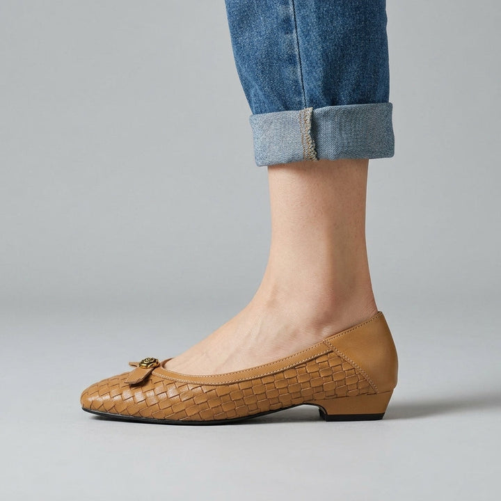 Brooke Handwoven Leather Flat