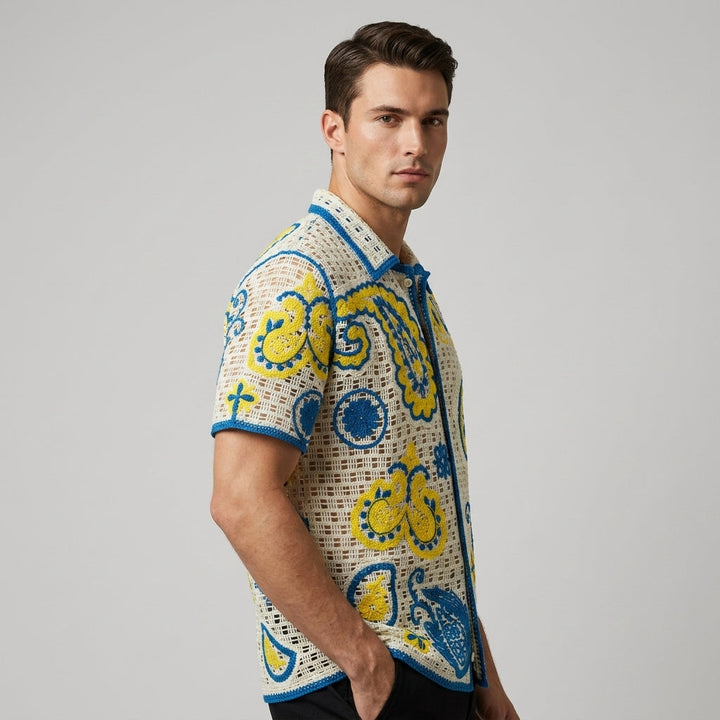Brittany Crochet Embroidered Camp Shirt