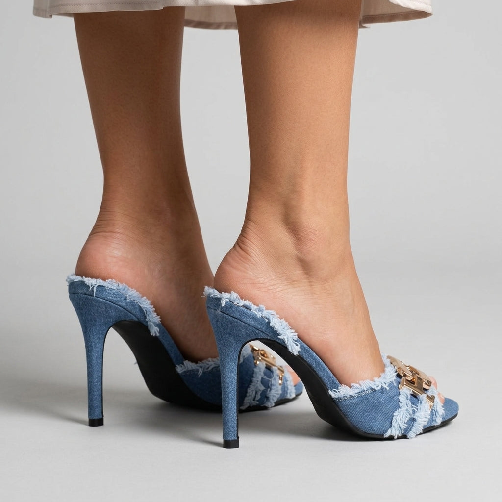 Hailey Frayed Horsebit Heel
