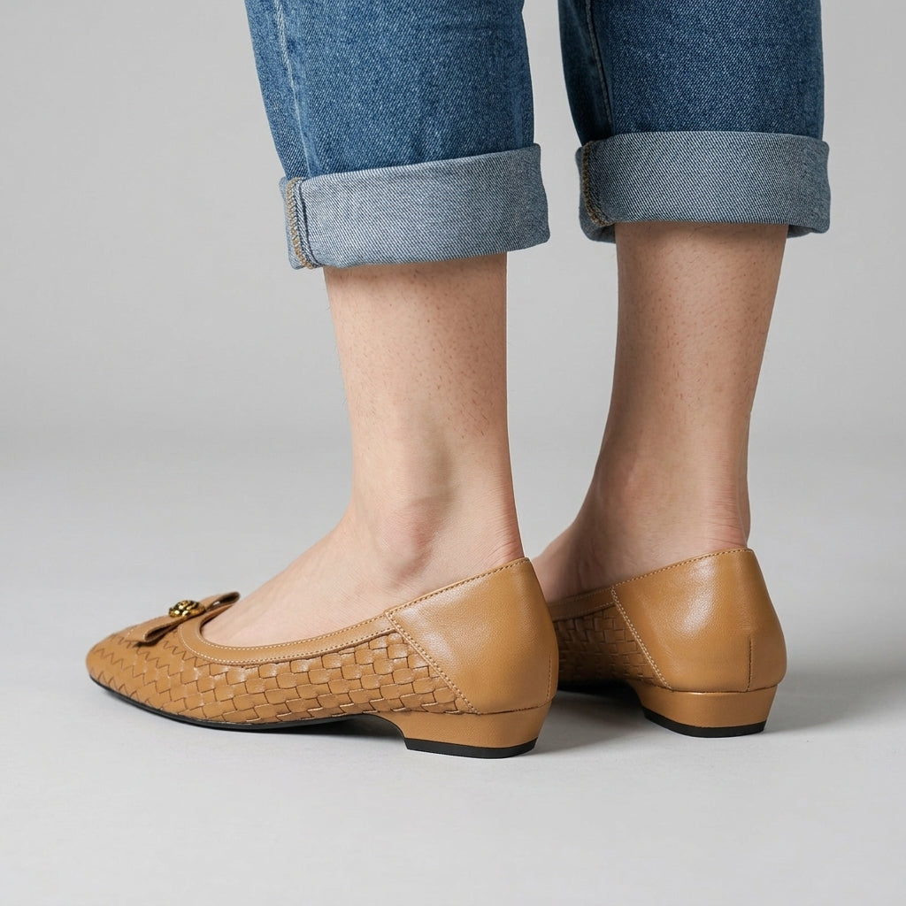Brooke Handwoven Leather Flat