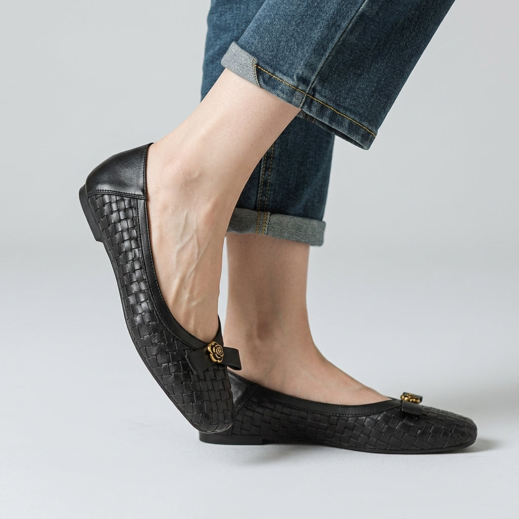 Brooke Handwoven Leather Flat
