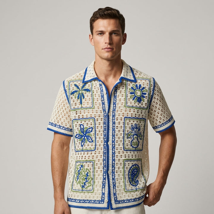 Brittany Crochet Embroidered Camp Shirt