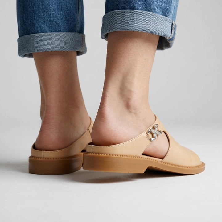 Brooke Cutout Leather Mule Sandal
