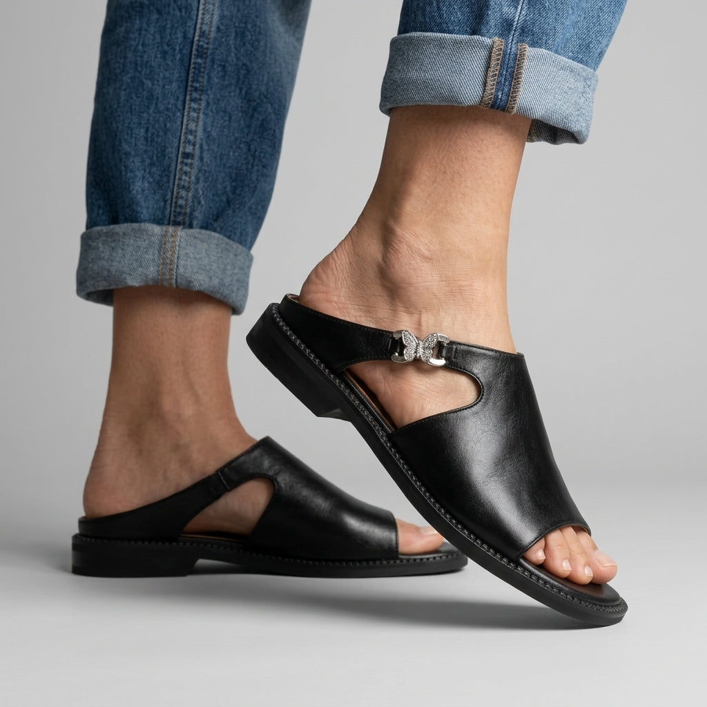Brooke Cutout Leather Mule Sandal