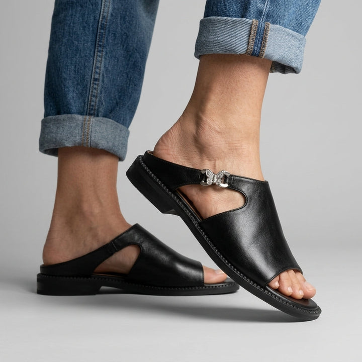 Brooke Cutout Leather Mule Sandal