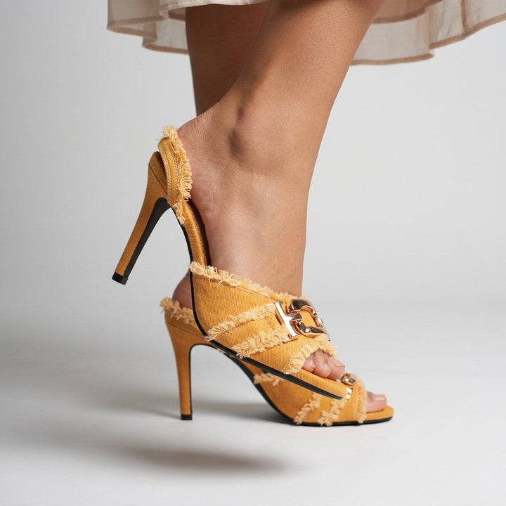 Hailey Frayed Horsebit Heel