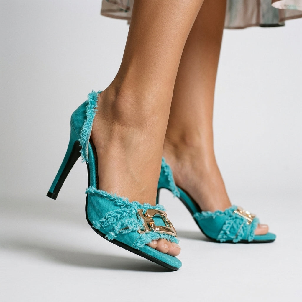 Hailey Frayed Horsebit Heel