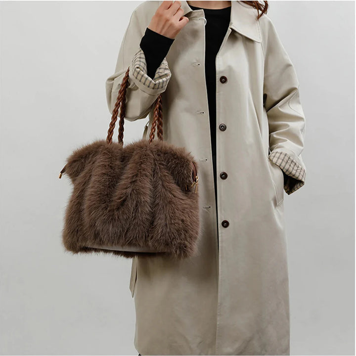 Amber Faux Mink Fur Tote
