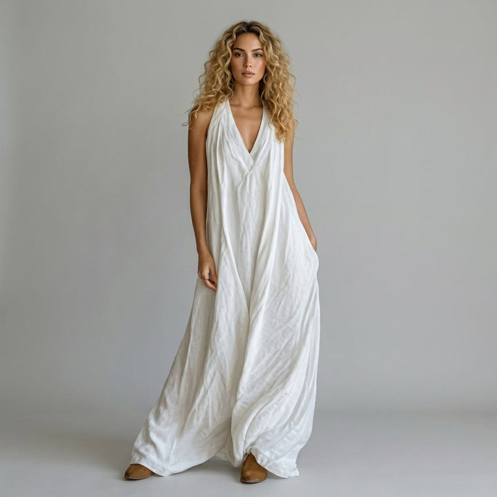 Summer Crinkle Halter Maxi Dress