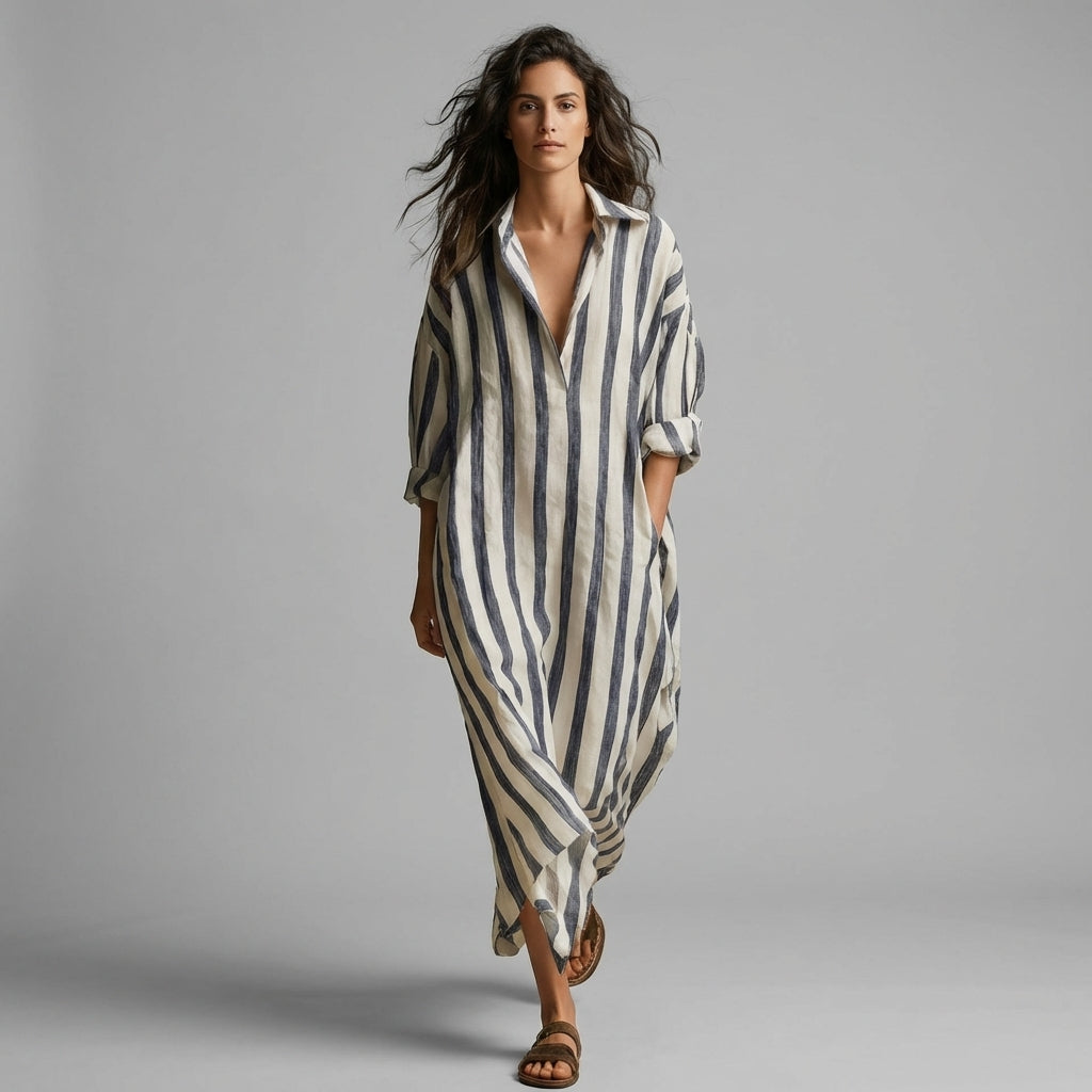 Kate Striped Shirt Maxi Dress