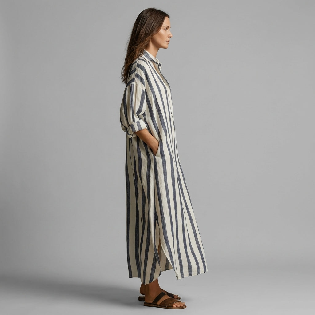 Kate Striped Shirt Maxi Dress