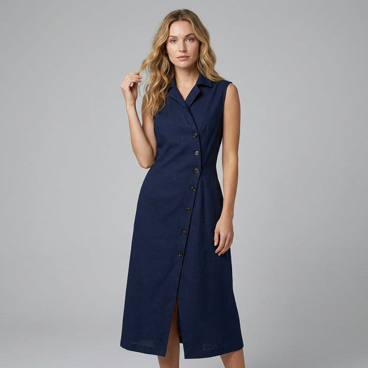Taylor Asymmetric Button Maxi Dress