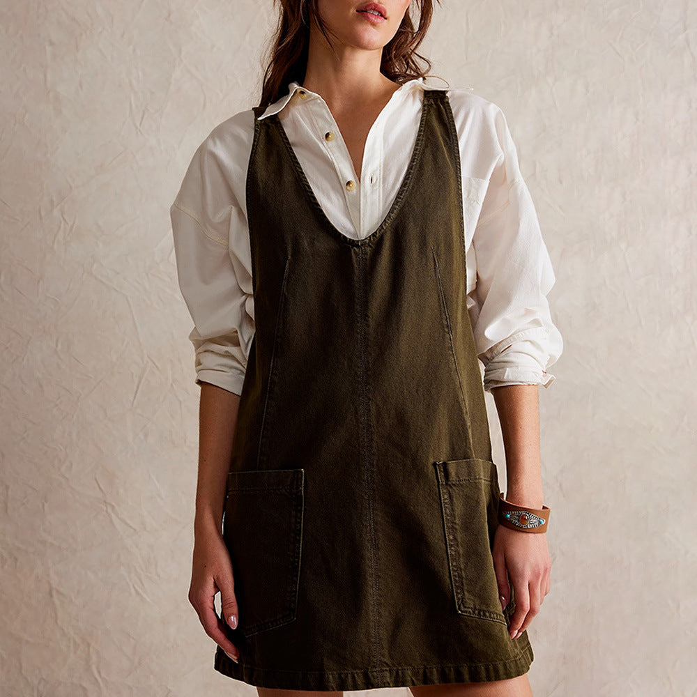 Savannah Denim Overall Dress