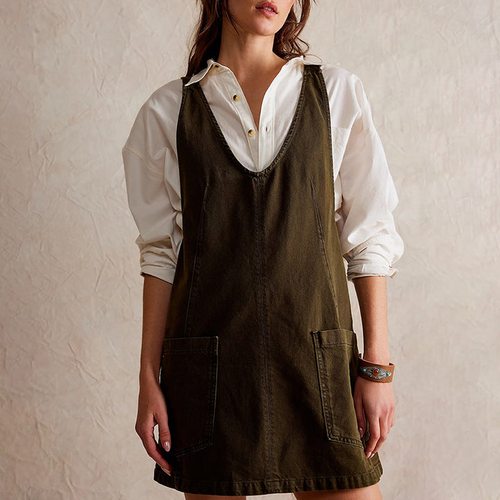 Savannah Denim Overall Dress
