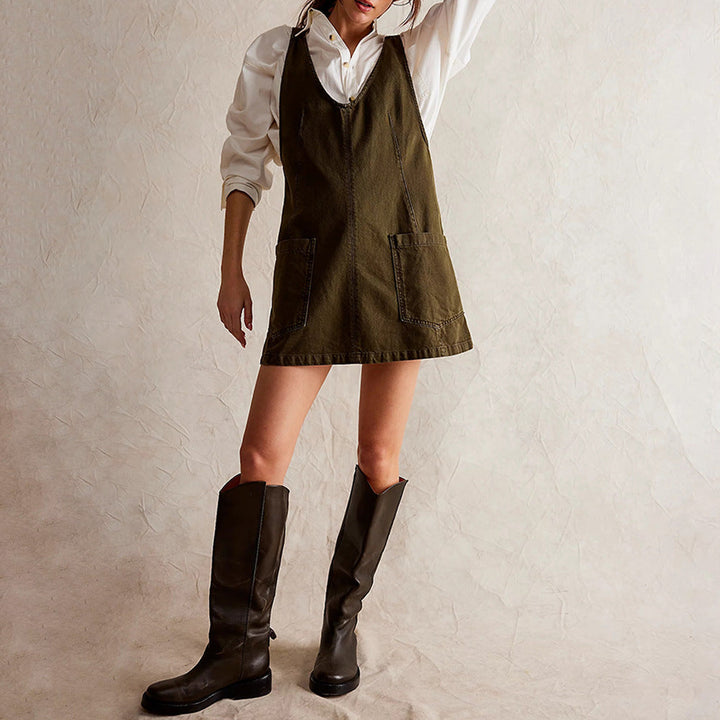 Savannah Denim Overall Dress