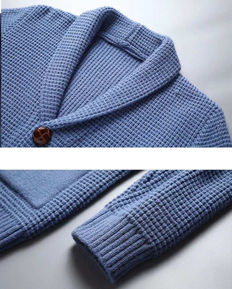 Evan De Luca Waffle-Knit Cardigan