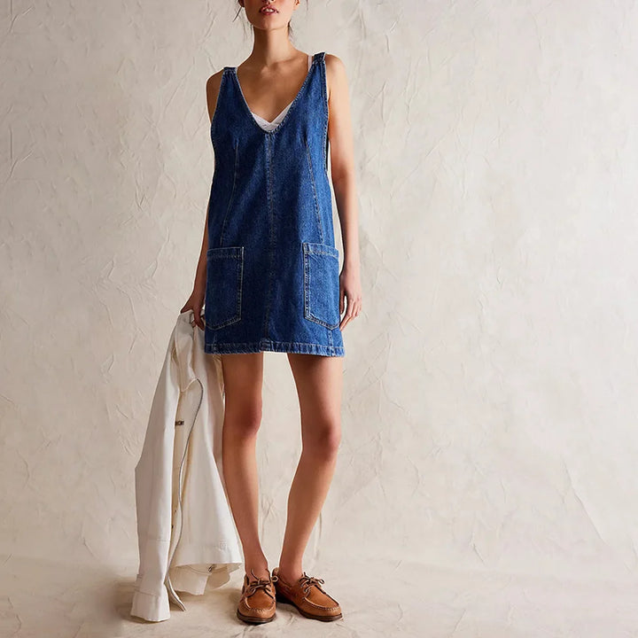 Savannah Denim Overall Dress