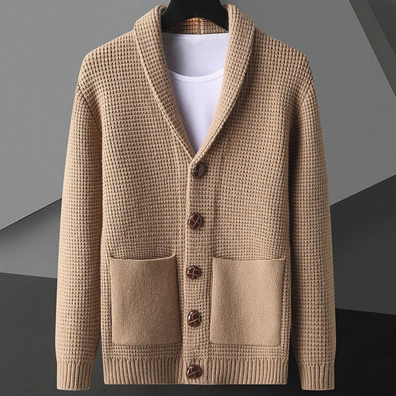 Evan De Luca Waffle-Knit Cardigan