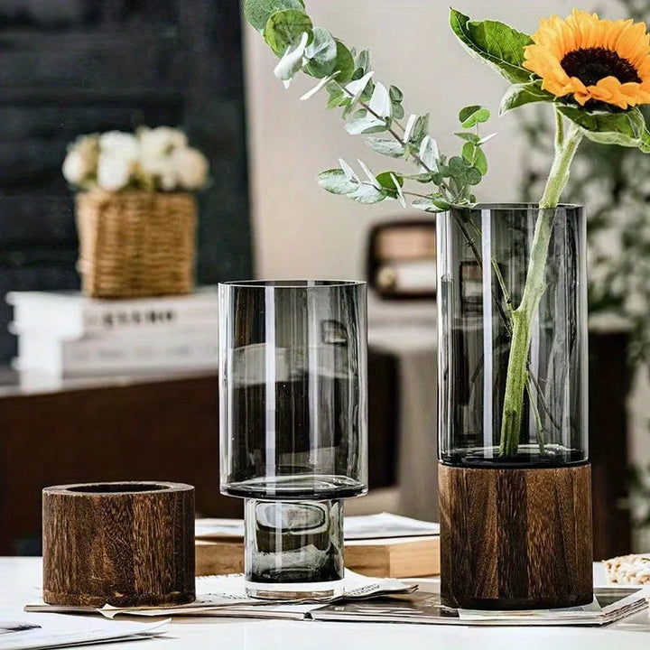 Riley Wood Base Vase
