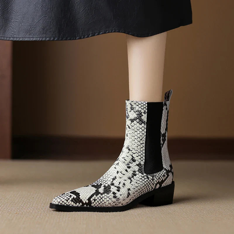 Shelby Snakeskin Leather Bootie