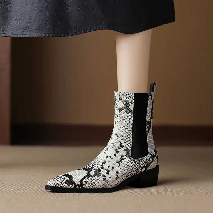 Shelby Snakeskin Leather Bootie