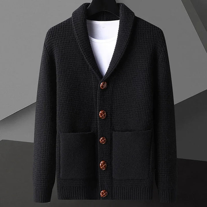 Evan De Luca Waffle-Knit Cardigan