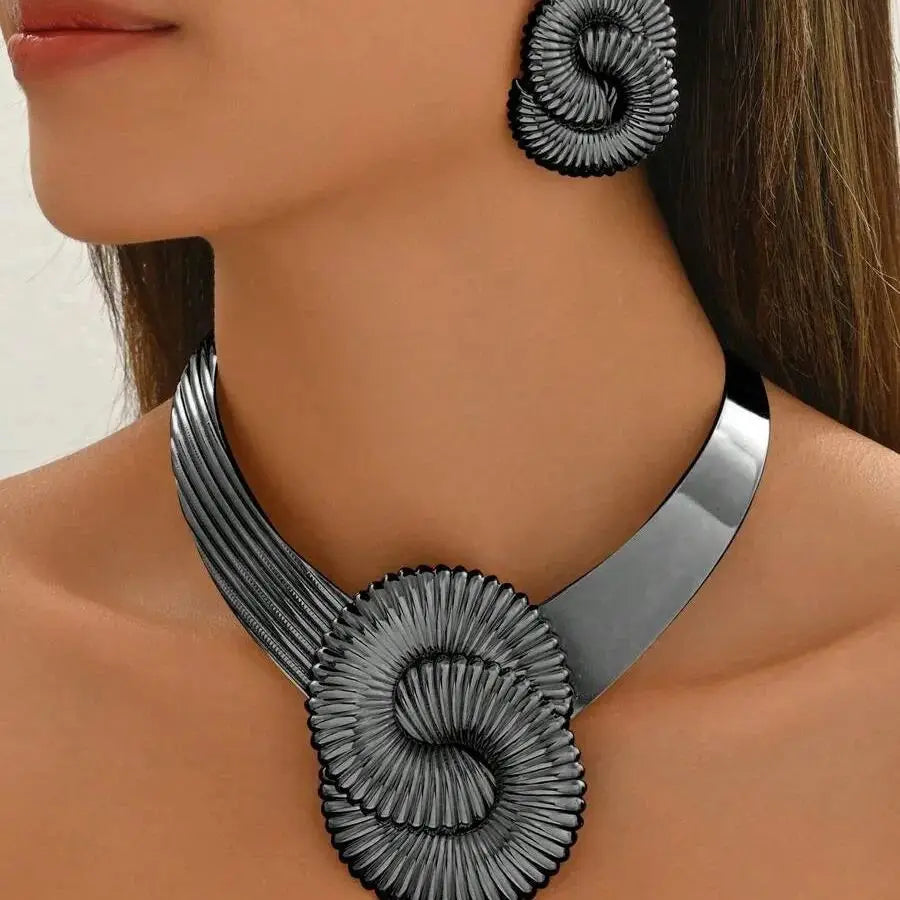 Velour Medallion Collar Necklace