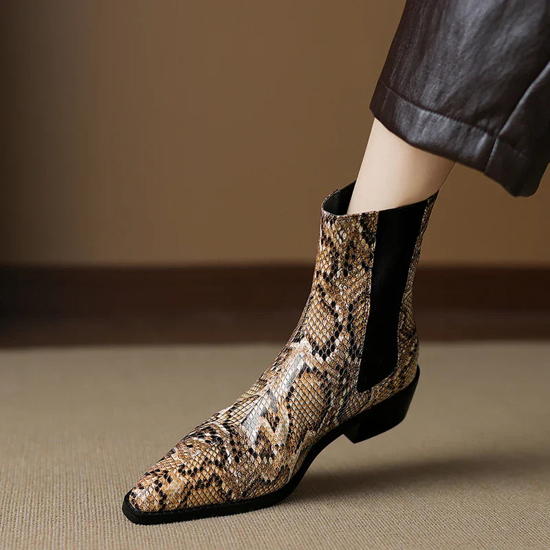 Shelby Snakeskin Leather Bootie