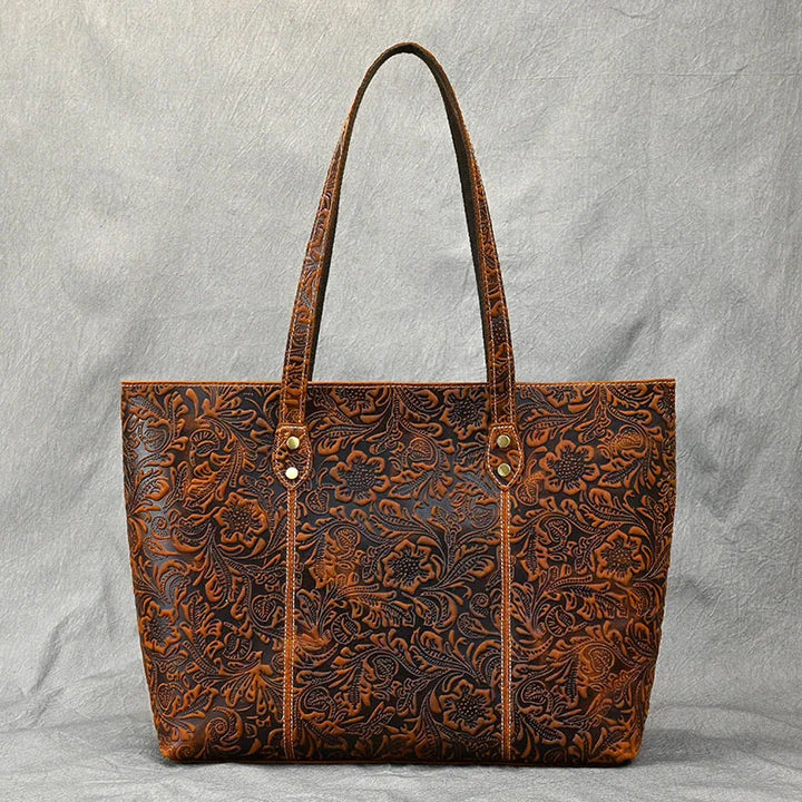Rachel Floral Embossed Leather Tote