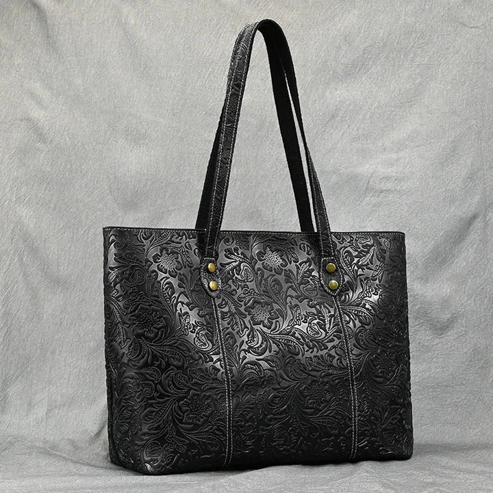 Rachel Floral Embossed Leather Tote