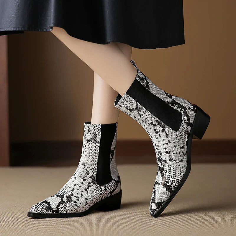 Shelby Snakeskin Leather Bootie