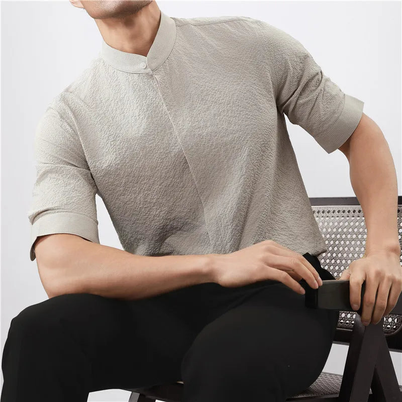 Kendall Woven Band Collar Shirt