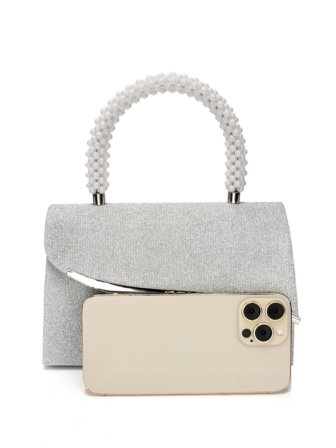 Sterling Sequin Pearl Clutch