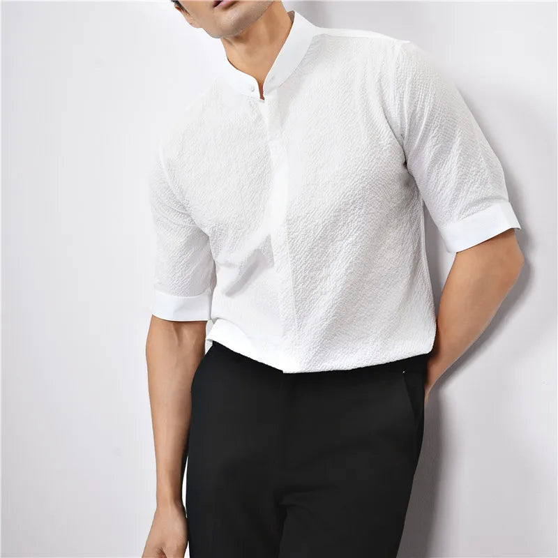 Kendall Woven Band Collar Shirt