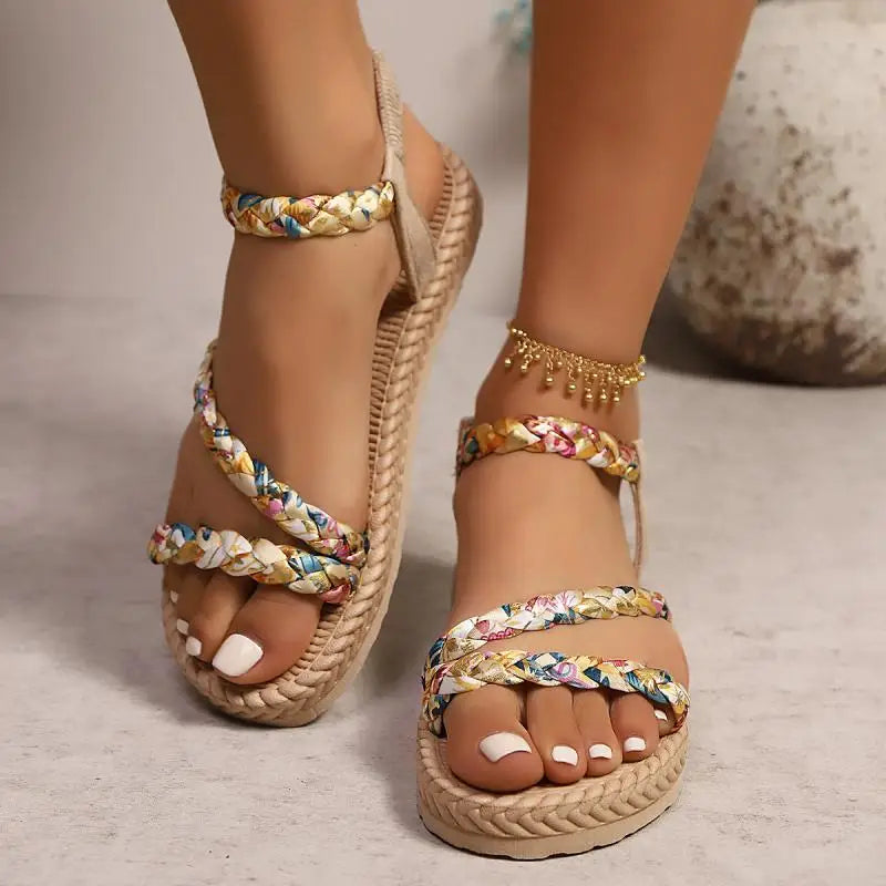 Elle Floral Flat Sandals