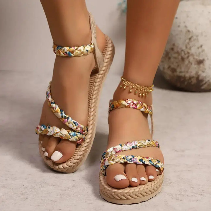 Elle Floral Flat Sandals