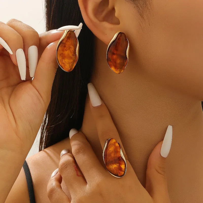 Velour Cabochon Gemstone Earrings