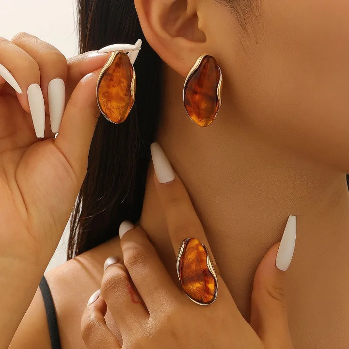 Velour Cabochon Gemstone Earrings