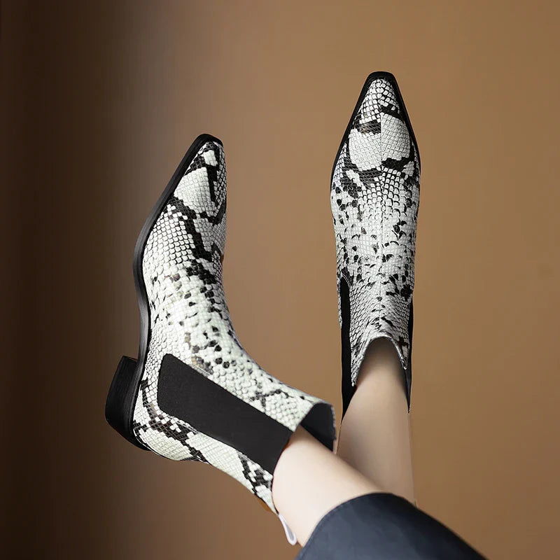 Shelby Snakeskin Leather Bootie
