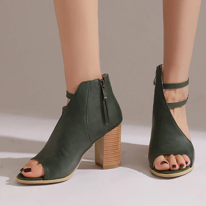 Summer Heeled Leather Sandals