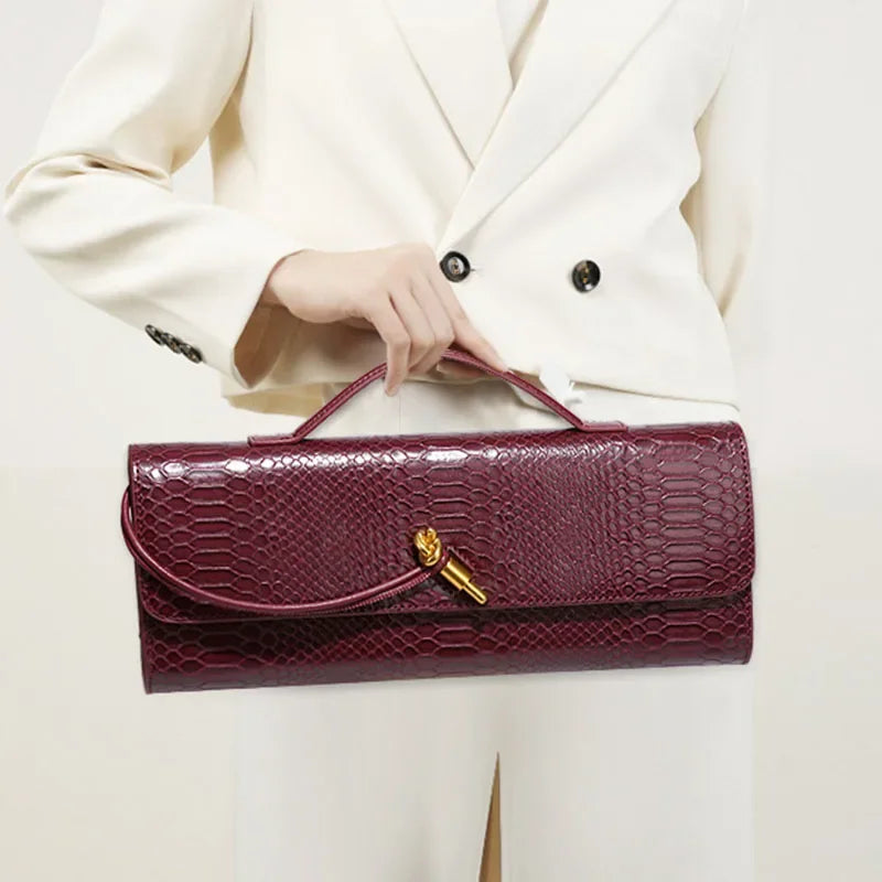 Jessica Snake Print Clutch