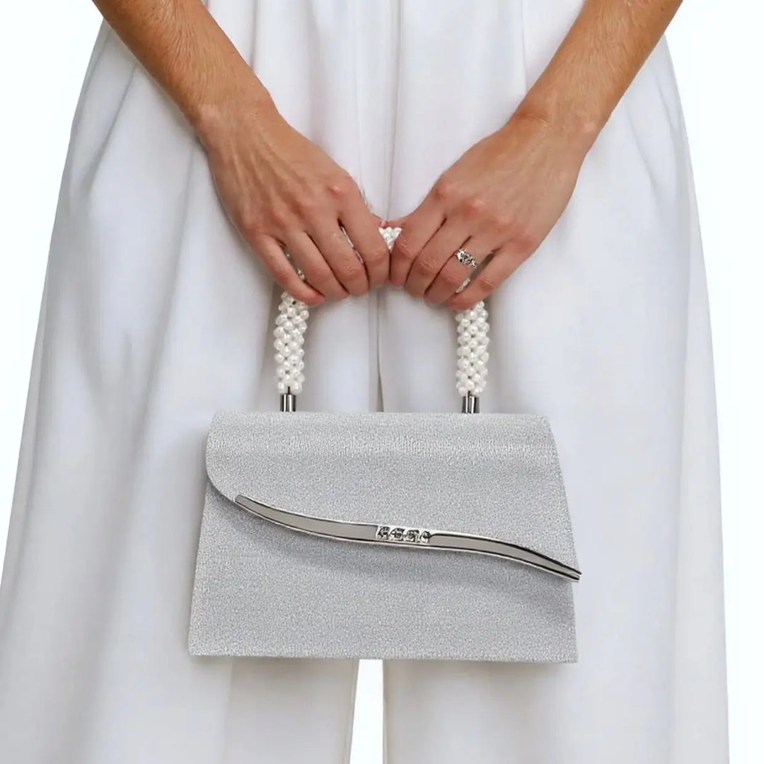 Sterling Sequin Pearl Clutch