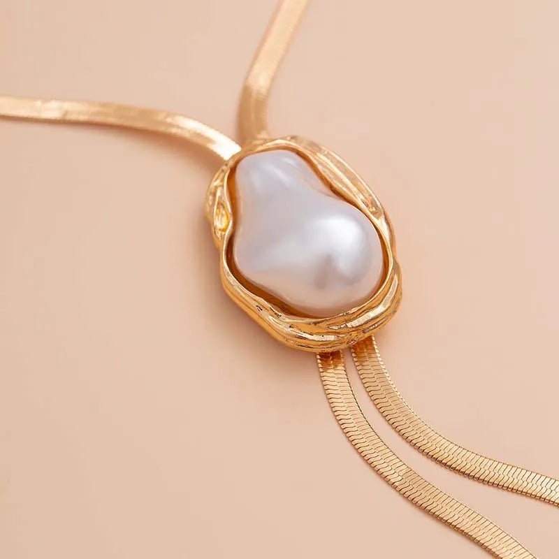 Velour Pearl Drop Necklace