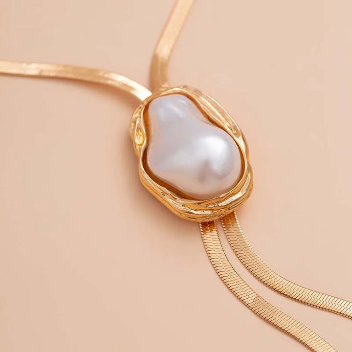 Velour Pearl Drop Necklace