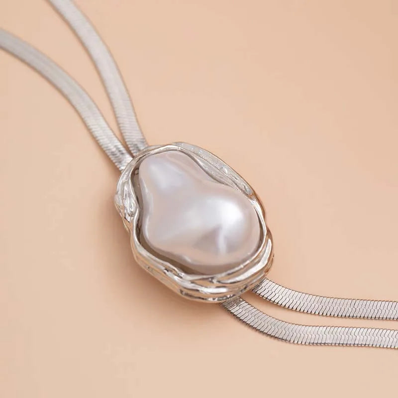 Velour Pearl Drop Necklace